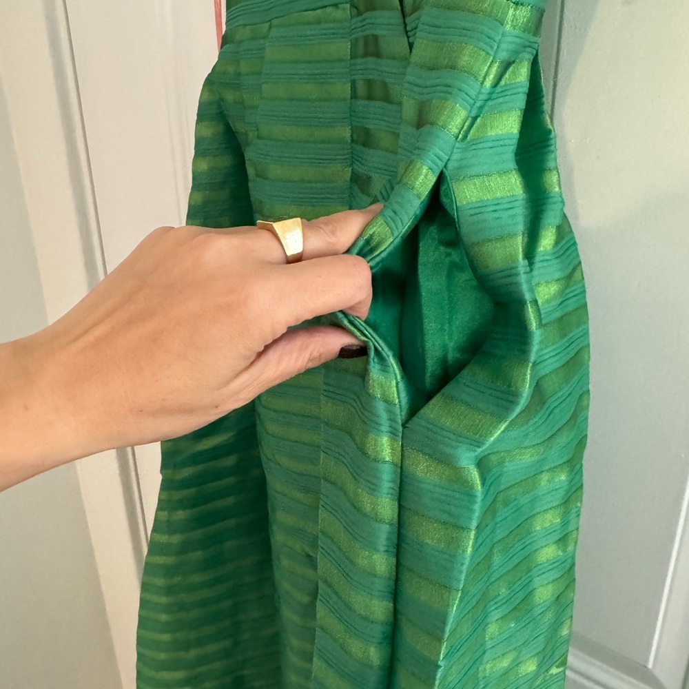 Monique Lhuillier Vibrant Green Striped Maxi Dress - Picture 9 of 12